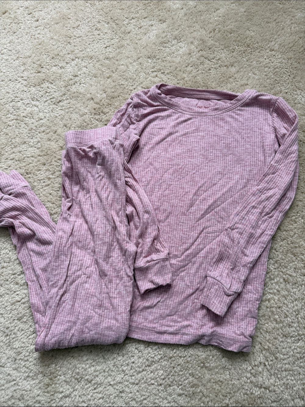 Little Sleepies Ribbed Long Sleeve Pajama Set in Mauve Pink